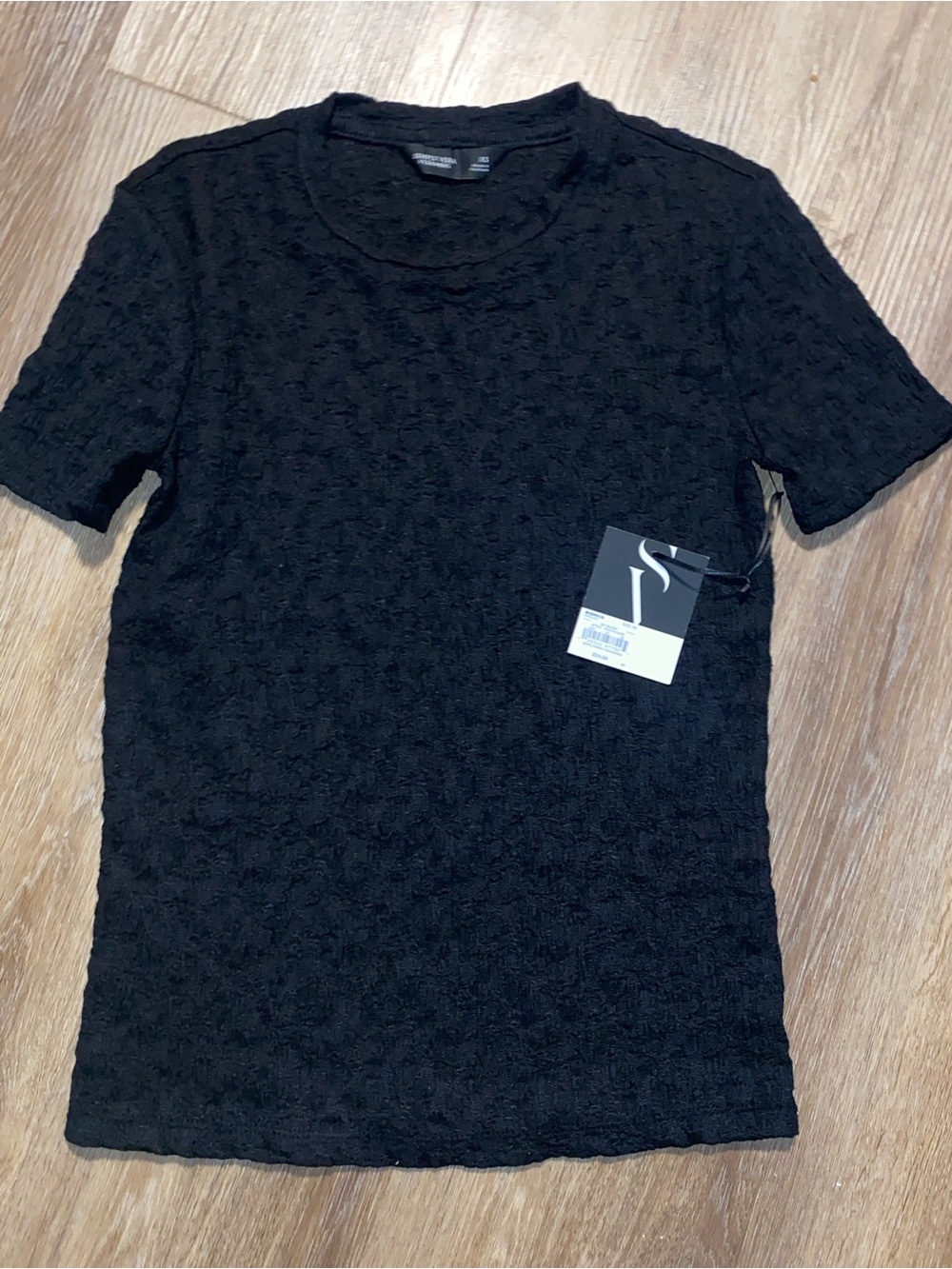 Simply Vera Vera Wang Black Textured Short-Sleeve Tee